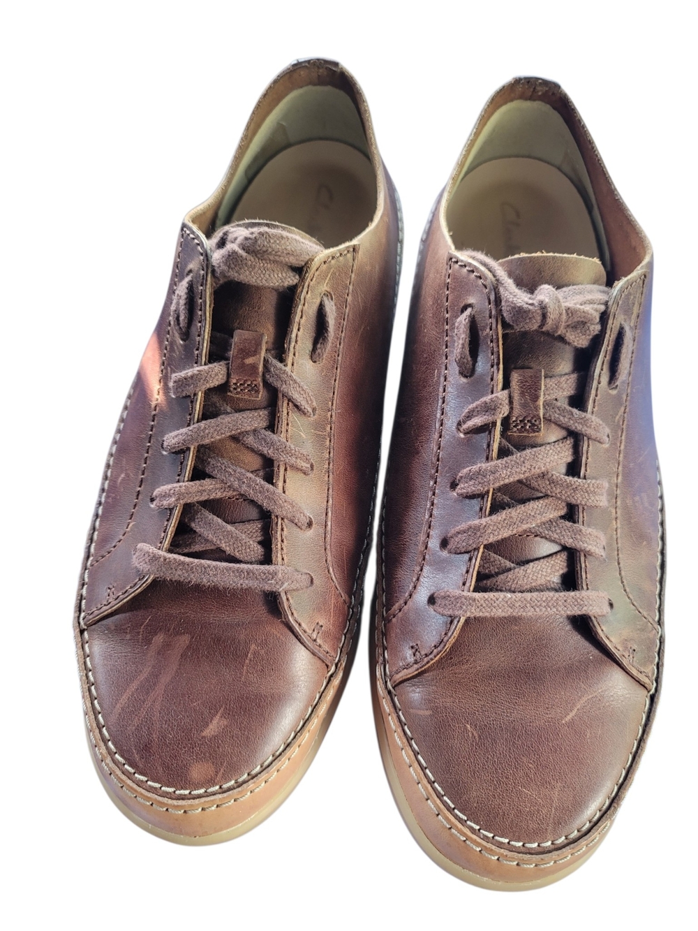 Clarks Hidi Holly Leather Sneakers - Saddle Brown - Size 10M